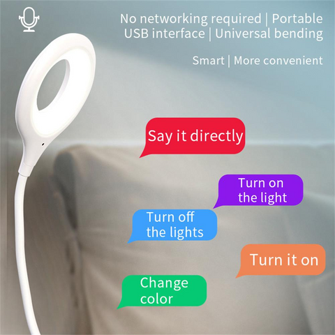Mini Portable Led Night Light Smart Voice Control Light 360-degree Rotation