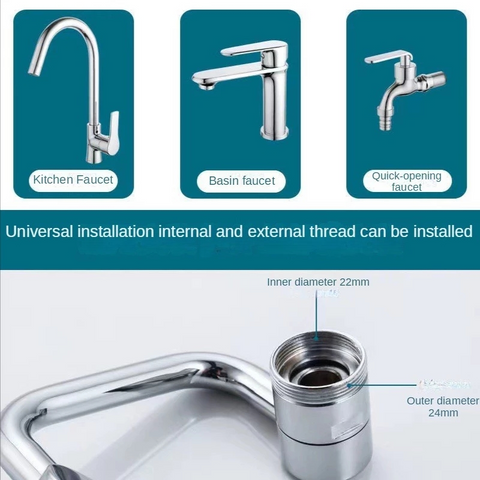 Versatile Faucet Attachment: Universal 1080° Swivel Robotic Arm Extension with 2 Modes and Large-Angle Faucet Sprayer