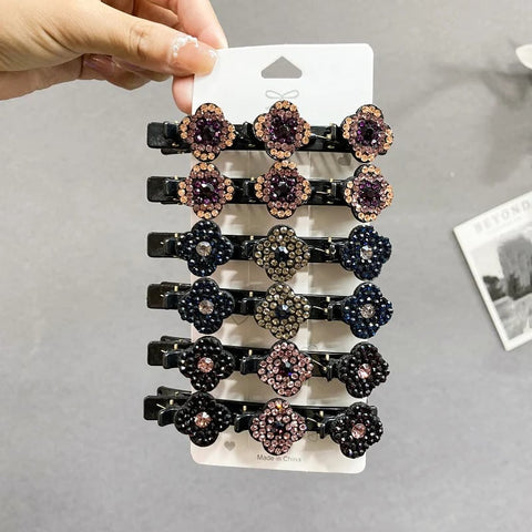 Sparkling Crystal Stone Braided Hair Clips (Pair of 3)