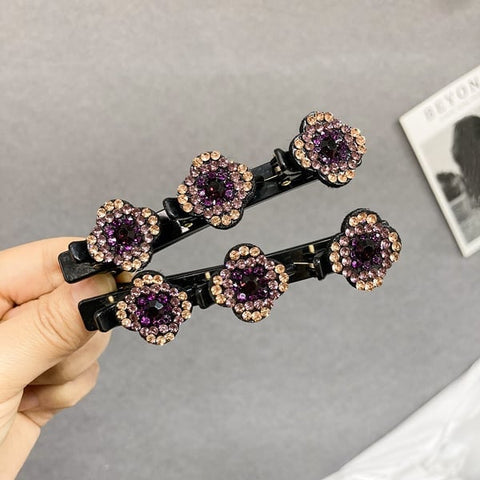Sparkling Crystal Stone Braided Hair Clips (Pair of 3)