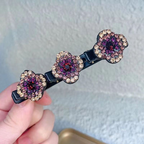 Sparkling Crystal Stone Braided Hair Clips (Pair of 3)