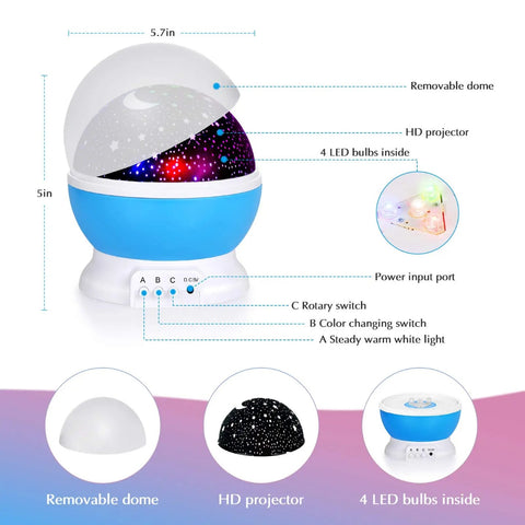 LED Star Projector Night Light-Starry Sky LED Night Light for Bedroom & Home Decor