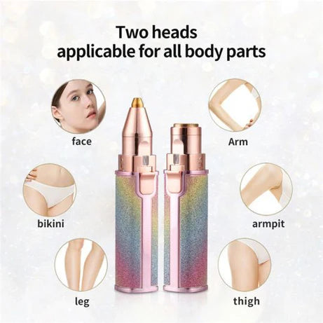 2 in 1 Electric Eyebrow Trimmer & Shaver | Rechargeable | Lipstick Design in Rainbow & Pink