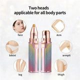 2 in 1 Electric Eyebrow Trimmer & Shaver | Rechargeable | Lipstick Design in Rainbow & Pink