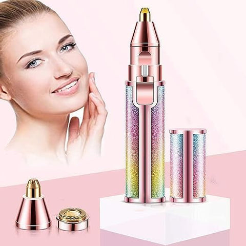 2 in 1 Electric Eyebrow Trimmer & Shaver | Rechargeable | Lipstick Design in Rainbow & Pink