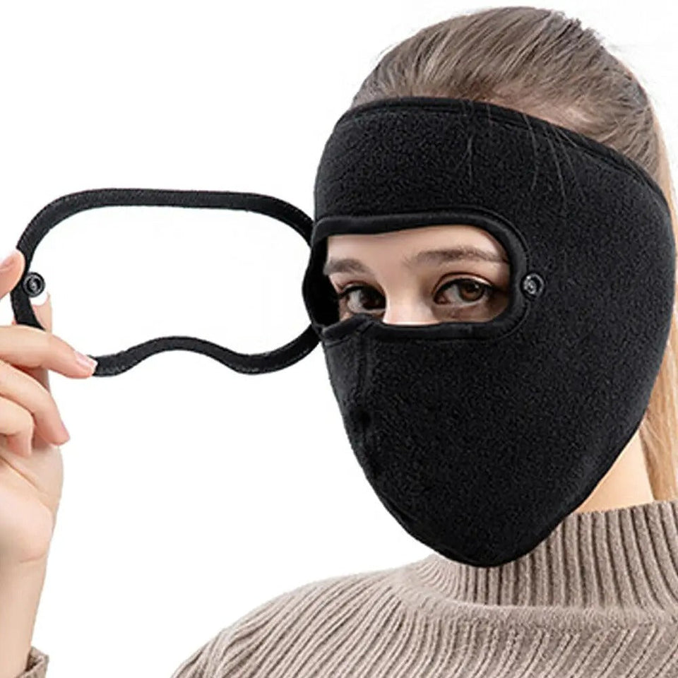 Cotton Full Face Mask with Built-in Goggles | Windproof, Sun & Dust Protection, Warm Winter Mask for Biking, Cycling & Outdoor Use (Unisex – Pack of 1)