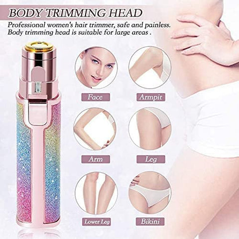 2 in 1 Electric Eyebrow Trimmer & Shaver | Rechargeable | Lipstick Design in Rainbow & Pink