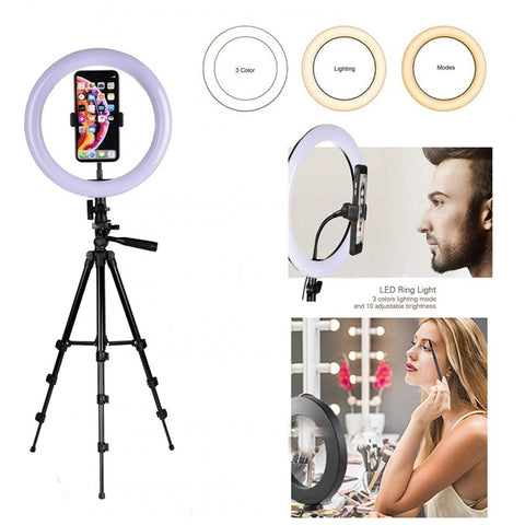 LED Ring Light with Phone Holder & USB – Dimmable Beauty Light for Makeup, Streaming & Photography