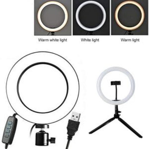 LED Ring Light with Phone Holder & USB – Dimmable Beauty Light for Makeup, Streaming & Photography